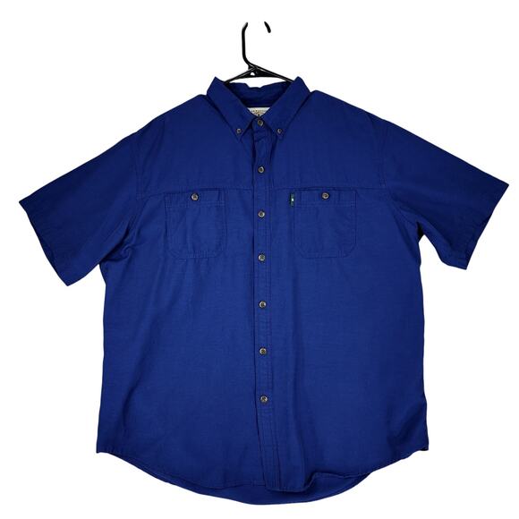 GH Bass XL Men Short Sleeve Button Up Shirt Blue Mesh Insert Polycotton Fishing - Picture 1 of 11